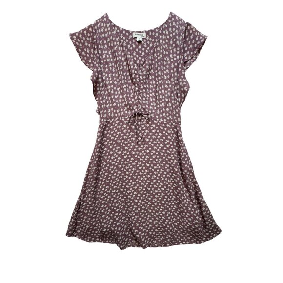 Monteau Los Angeles Womens Floral Cinched Front Sundress Sze M Mauve Floral Boho - Picture 2 of 13